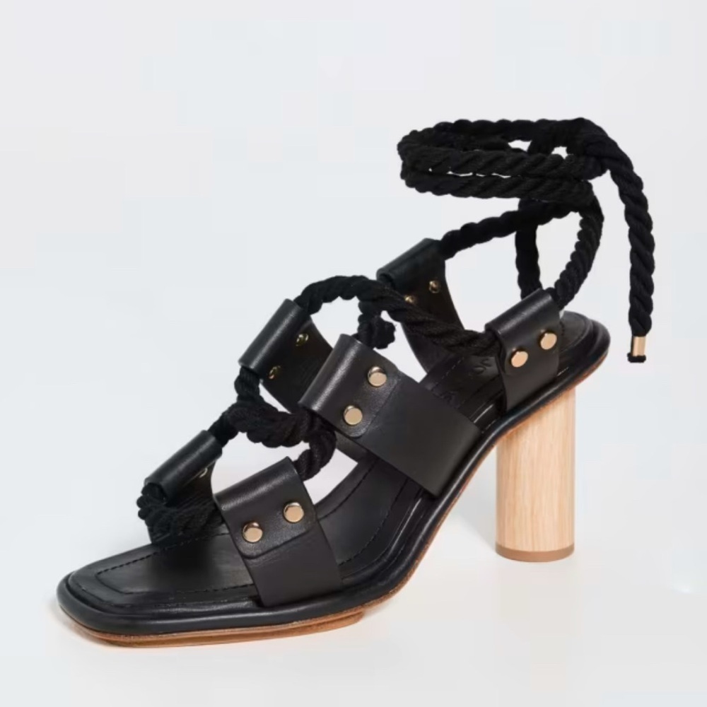 NEW Ulla Johnson Elvie Rope High Strappy Heel Sandal in Noir Size 38 US 7.5 - Picture 4 of 15